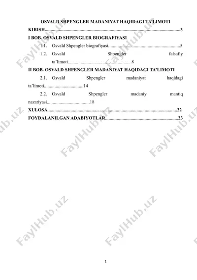 osvald shpengler madaniyat haqidagi ta’limoti — DOCX
