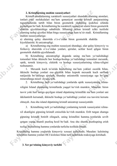 kristallarning muhim xususiyatlari — DOCX