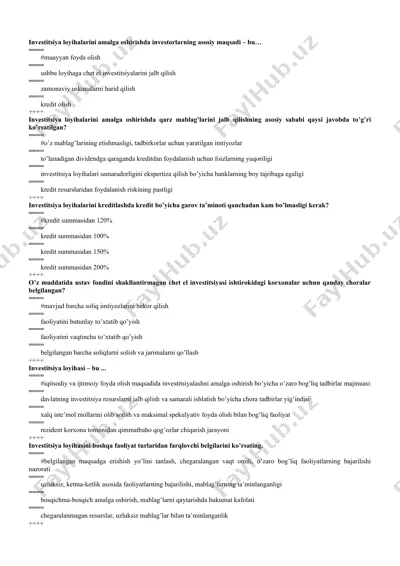 investitsiya loyihalarini amalga oshirish — DOCX