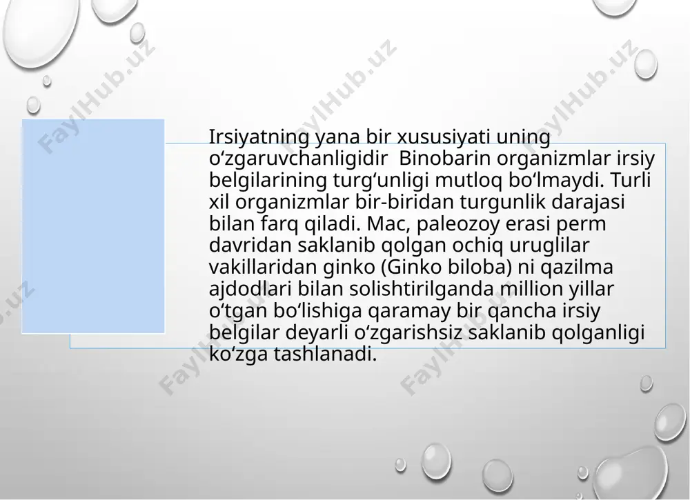 sh imkonini beradi. xromosoma va gen i. k.i farqlanadi. xromosoma kasalliklari, asosan, xromosoma tuzilishi va sonining oʻzgarishi tufayli kelib chiqadi, bu yangi tugʻilgan bolalarda 1% ni tashkil etadi. xromosomadagi jiddiy oʻzgarishlar koʻpincha organizmning hayot faolligini cheklab, rivojlanayotgan qomilaning nobud boʻlishiga olib keladi. bu kasalliklar autosomalar va jinsiy xromosomalarda roʻy bergan oʻzgarishlar oqibatida kelib chiqadi. bularga shereshevskiy-terner (karioti-pi — xo), klaynfelter (xxy), patau (13 trisomiya), daun, "mushuk chinqirigʻi" kabi sindrom va kasalliklar kiradi umuman koʻpgina xromosoma kasalliklarida odam skeleti tuzilishi va nerv sistemasi oʻzgaradi, tashqi va ichki aʼzolarning tugʻma nuqsonlari, oʻsishdan orqada qolish, nerv, endok-rin va b. sistemalarning buzilishi kuzatiladi, bemorlarning generativ faolligi pasayadi. gen kasalliklari nuqtali mutatsiyalar natijasida yuzaga keladigan moddalar almashinuviga aloqador. hozir ularning 30 dan ortiq xili aniqlangan. mas, yogʻ almashinuvining buzilishi markaziy nerv sistemasi faoliyatining oʻzgarishi bilan kechadi. bulardan eng ogʻiri tey-saks amavrotik idiotiyasidir, bunda koʻrish krbiliyatining susayishi, esi pastlik va boshqalar nevrologik simptomlar kuzatiladi. uglevod almashinuvining …