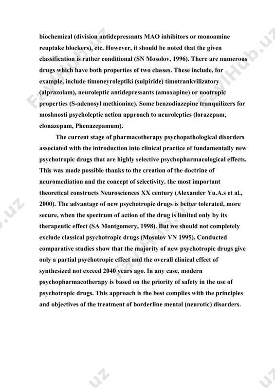 e and other with the powerful anti-psychotic action thioproperazine, trifluperidol, droperidol, pipothiazine, haloperidol, trifluoperazin and other with the predominantly stimulating, dezingibiruyushchim or anti-autistic action sulpiride, karpipramin, fluspirilene, pimozide, metofenazin and other atypical neuroleptics klozapin, olanzopin, kvetiapin, risperidon tranquilizers benzodiazepiny (diazepam, to intrazepam, medazepam, phenazepam russ:fenazepam, to alprazolam, klorazepat and other), meprobamate, trioxazin, buspiron and other psycho-analep the ticks thymoanaleptics (antidepressants) with the predominantly sedative action amitriptylene, pipofezin, mianserin balanced action maprotilin, dosulepin, pyrazidol, klomipramin, to alprazolam, sertralin with the predominantly stimulating action inhibitors of mao (nialamide, moklobemid), fluoksetin, impramin and others psycho-stimulators amphetamines (phenamine and other) preparations of neyrometabolic action (nootropic) with the sedative properties пантогам, фенибут, пикамилон with the psycho-stimulating properties acephen, piriditol, piracetam, bemitil, aminalon psycho-dislep the ticks amidlizerginovoy acid, psilocyibin, mescaline and other timoizolep- ticks (normotimiki) salts of lithium, salt of valproevoy acid, carbamazepin, okskarbazepin, the blockers of calcium channels (verapamil, etc). the purpose of this case …