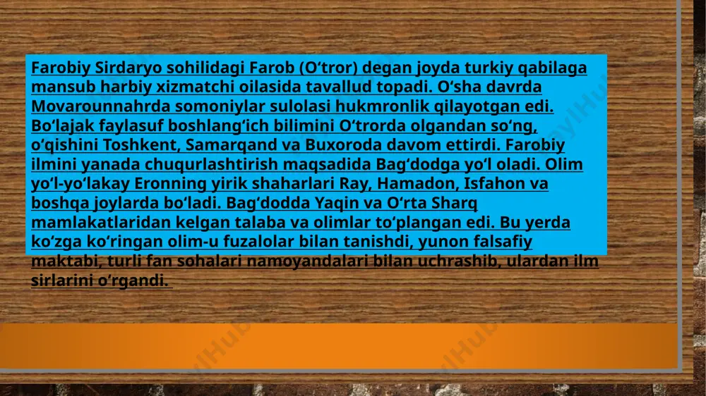 hamiyatga ega. unda jamiyatning (insonlar jamoasi) kelib chiqishi, adolatli jamiyatga erishish yo`llari, fozil shahar hokimi va aholisining fazilatlari, davlat hokimiyati va boshqaruvchi kadrlarni tanlash va joy-joyiga qo`yish kabi masalalar bayon etilgan. bundan ming yilcha muqaddam yaratilganiga qaramasdan, bugungi o`quvchi hozirgi hayotning ko`proq yomonlashadi va oxiri mayib-majruh bo`lib qoladi. shu tufayli ular o`zlariga yoqadigan yomon ishlardan huzur-halovat oladilar», - deydi forobiy[7]. mutaffakkirning ta‘kidlashicha, johillar nodon, ilmsiz, ma‘naviyatsiz, ma'rifatsiz kimsalar, shuning uchun ular baxt-saodat, yuksak kamolot nimaligini tushunmaydi, ular haqida hech qanday tasavvurga ega emaslar, shu sababdan ular bunga intilmaydilar ham. «ular, - deydi forobiy, - baxtu-davlat bo`lib ko`rinadigan o`tkinchi, yuzaki narsalarni, mol-dunyoni, jismoniy lazzatni, hirsu-havasni, obro`, amal, shon-shuhratni haqiqiy baxt, farovonlik deb o`ylaydilar. shu ne‘matlardan har biri jaholatdagi odamlar nazarida hayotdan maqsad, baxt-saodat bo`lib ko`rinadi». sharq mutafakkirlari butun hayotida davomida olib borgan ilmiy, ijodiy, amaliy faoliyati qaysi soha yoki yо‘nalishda bо‘lmasin, birlamchi maqsadi inson ruhiy-ma’naviy kamolotini yuksaltirish, shu orqali butun jamiyatni …