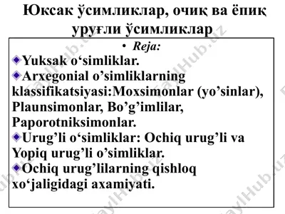 yuksak o'simliklar — PDF