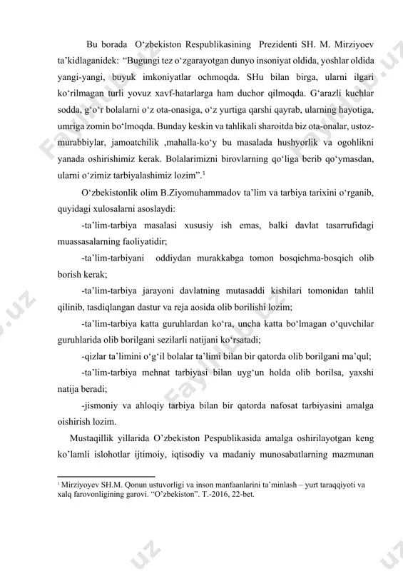 nbalarda “tashkilotchilik” tushunchasi 1) tashkil etish xislati; 2) tashkilotchilik ishi, faoliyati “jamoani uyushtira bilish, ji’slashtira olish, shuningdek, o’zining shaxsiy ishini to’g’ri tashkil kila olish” ,“tashkillashtirish ishlarini olib borishga bo’lgan extiyoj” deya ta’riflanadi. bizning fikrimizcha, tashkilotchilik o’yin, ta’lim va mehnat ko’rinishidagi faoliyatlarni tashkil etish, ijtimoiy munosabatlar jarayonini faollashtirish, jamoani jipslashtirish va yagona maqsad atrofida birlashtirishda tashabbus hamda nazoratni o’z qo’liga olish, uni samarali boshqarish va mavjud imkoniyatlaridan unumli foydalanish, shuningdek, jamoadoshlarni faollik ko’rsatishga rag’batlantirish, yetakchilik (liderlik) qobiliyatiga egalikdir. boshlang’ich sinf o’quvchilarida tashkilotchilik sifatlarini shakllantirishda “kamalak” pespublika bolalar tashkilotining umumiy o’rta ta’lim maktablaridagi quyi organlari muxim o’rin to’tadi. tashkilot quyi organlari tomonidan o’quvchilar zimmasiga quyiladigan vazifalarni bajarishda bevosita jamoa bilan ishlash, jamoa imkoniyatlarini mahlum nuktaga tu’lash va ulardan samarali foydalanish takozo etiladi. mazkur vazifalarni ijobiy hal qilishda esa boshlang’ich sinf o’quvchilarning tashkilotchilik sifatlari - maqsad sari intilish, mustaqillik, tartiblilik, faollik, tashabbuskorlik kabilarga ega bo’lishlari muxim ahamiyat kasb etadi. kurs ishining maqsadi: barkamol …