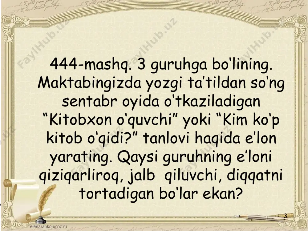 ish qog’ozlari ustida ishlash. e’lon, xat (davomi) 5-sinf - Page 3
