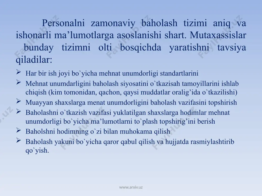 personalning mehnat faoliyatini baholash va ta’lim berish - Page 5