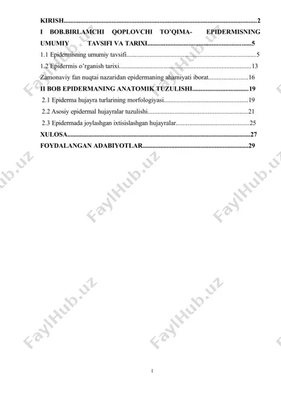 epidermisning birlamchi qoplovchi to'qimasi — DOCX