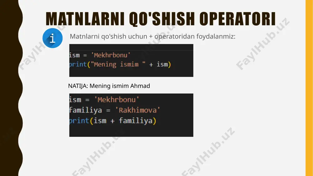 string ustida amallar - Page 2