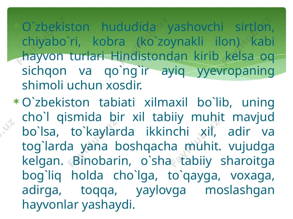 o`rta osiyo va o’zbekiston hayvonot dunyosi - Page 5