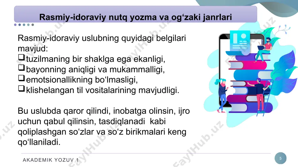 rasmiy-idoraviy uslub haqida ma'lumotlar - Page 5