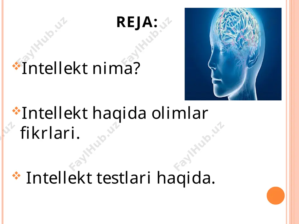 hning eng keng tarqalgan metodikalaridan biri amerikalik psixolog d.veksler tomonidan ishlab chiqilgan (1949) bolalar intellektini o’lchash shkalasidir.bumetodikaga 1974-yilda so’ngi marta 5yoshdan 15yoshgacha bo’lgan bolalarni tekshirish uchun o’zgartirishlar kiritiladi. * intellektni tushunishda b.g.ananev tomonidan original yondashuv taklif qilingan.b.g.ananev inson rivojlanish potensiallarining umumiy yig’indi- sida institutga alohida ahamiyat bergan .intellektni u,bilish kuchlarining ko’pdarajali tashkillanishi sifatida ko’rgan.bu esa psixofiziologik prosesslarni shaxs holatlari va xususiyatlarini o’z ichiga oladi. b.g.ananev foydalanilgan adabiyotlar: petrovskiy “umumiy psixologiya” ivanov .zufarova “umumiy psixologiya” internet saytlari.