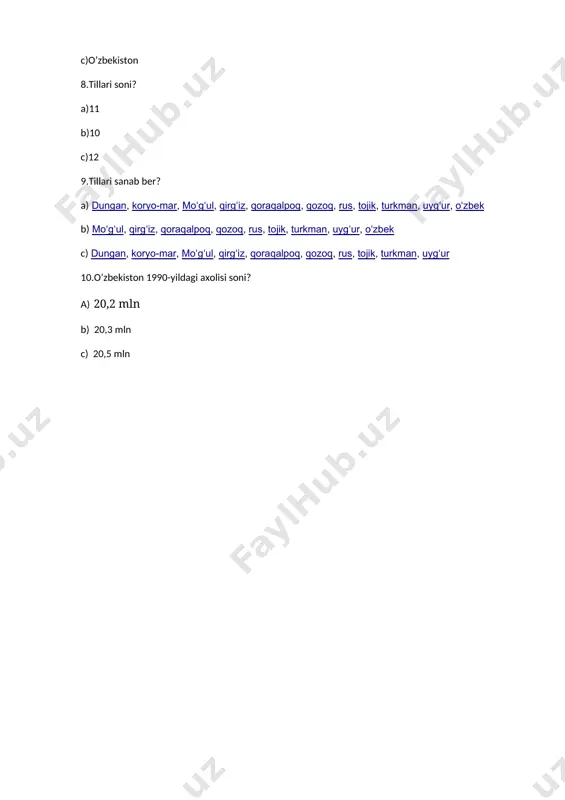ko’p tanlovli javobli test - Page 2