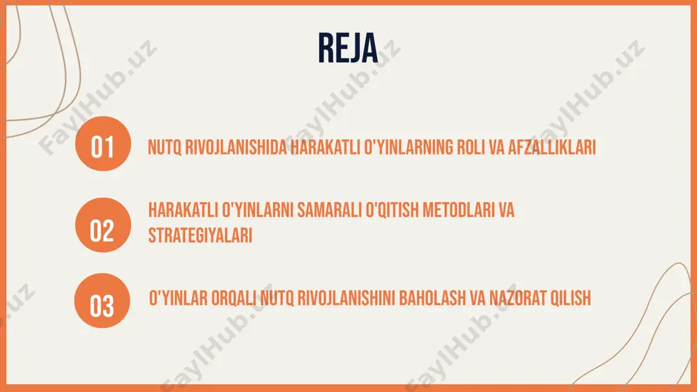 sh onlayn o'yinlar, mobil ilovalar va virtual o'yinlar nutq rivojlanishini yangi bosqichga olib chiqadi. bu texnologiyalar yordamida bolalar bilan individual va guruh shaklida ishlash imkoniyati kengayadi, shuningdek, ularning qiziqishini oshiradi. amaliy tavsiyalar va misollar masalan, so'z boyligini oshirish uchun onlayn so'z o'yinlari, interaktiv mobil ilovalar yordamida dialog mashg'ulotlari o'tkazish mumkin. shu bilan birga, virtual haqiqiylik texnologiyalari bilan ta'minlangan o'yinlar yordamida bolalar nutq faoliyatini mustahkamlash mumkin. samarali o'qitish strategiyalari o'yinlarni o'qitishda strategik yondashuvlar o'yinlarni muvaffaqiyatli o'qitish uchun ularni bog'lash, individual va guruh o'yinlari bilan amalga oshirish muhim. bu nutq rivojlanishini kuchaytiradi, chunki bolalar muloqotda bo'lib, nutq amaliyotini kengaytiradilar. motivatsiyani oshirish usullari qiziqarli o'yinlar, mukofotlar va raqobat muhitini yaratish motivatsiyani oshiradi, bolalarning nutq rivojlanishiga qiziqishini kuchaytiradi. o'yinlar orqali nutq rivojlanishini baholash nutq rivojlanishini baholashda o'yinlar yordamida turli metodlar qo'llaniladi. bu usullar nutq kechikishlarini aniqlash va rivojlantirish jarayonini baholashda muhimdir. o'yinlar yordamida olingan natijalar tahlil qilinib, nutqdagi muammolar va yutuqlar aniqlanadi. bu, shuningdek, …