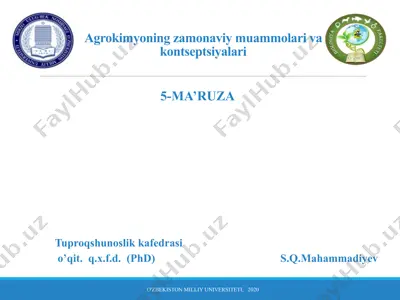 agrokimyoning zamonaviy muammolari va kontseptsiyalari — PPTX
