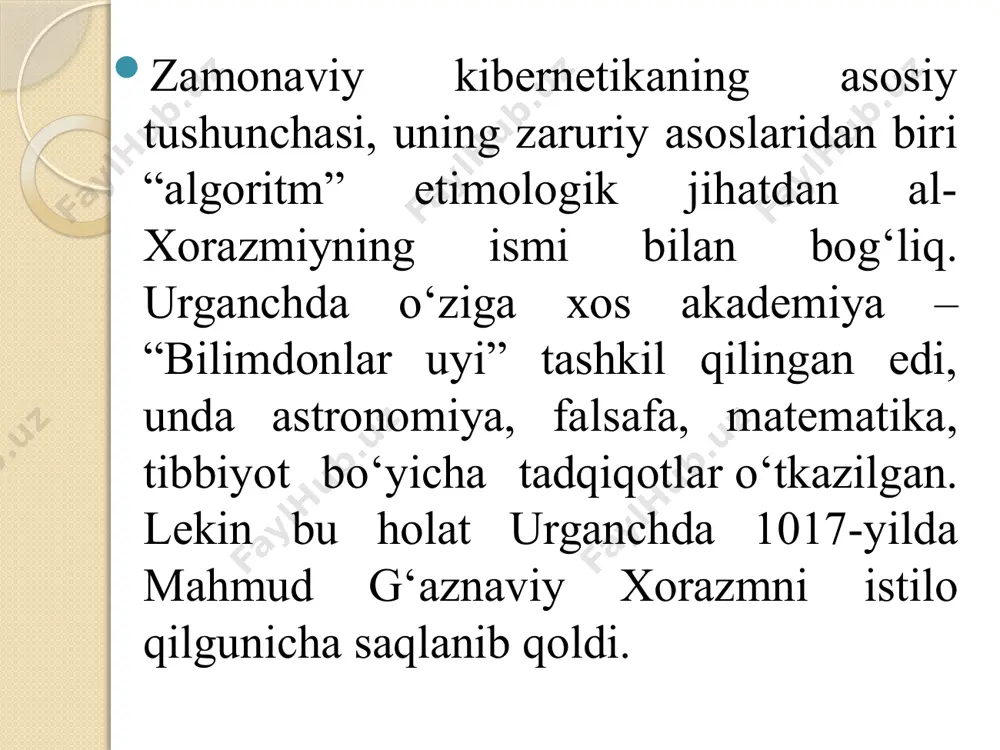 ham bor. bu asar о‘z davrida tibbiyot fani darajasini juda yuqori kо‘tardi, ibn sino vafotidan yuz yil о‘tgach g‘arbiy yevropa mamlakatlarida keng tan olindi. xii asrda “tib ilmi qonunlari” lotin tiliga tarjima qilindi va qо‘lyozmadayoq tarqalib ketdi. bu asar 1493-yilda venetsiyada lotincha tarjimada nashr qilindi va yuz yil mobaynida 16 marta chop etildi. osiyo va yevropaning barcha mashhur о‘quv yurtlarida 500 yil tibbiyot mana shu asar asosida о‘qitildi. ushbu bebaho tib qonunlari hozirgi kunda ham о‘z ilmiy ahamiyatini yо‘qotmagan. matematik va astronom qozizoda rumiy (salohiddin muso ibn muhammad ibn mahmud, taxminan 1360-1437) mirzo ulug‘bekning ustozi edi. ulug‘bek maktabi shakllanishiga uning qо‘shgan salmoqli hissasini inkor etish mumkin emas. ilmdagi muvaffaqiyatlari uchun uni “aflotuni zamon (о‘z davrining platoni) deb atashgan. mashhur matematik va astronom al-koshiy (g‘iyosiddin jamshid koshiy) birinchi bо‘lib matematikaga pozitsion asosda о‘nli kasrlarni kiritdi va buni nazariy jihatdan isbotladi, sin ni 1 gradus aniqlikkacha, п ni 17 raqamgacha hisoblab chiqdi. …