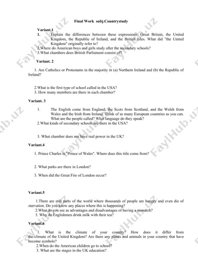 variants on european countries and their people — DOCX