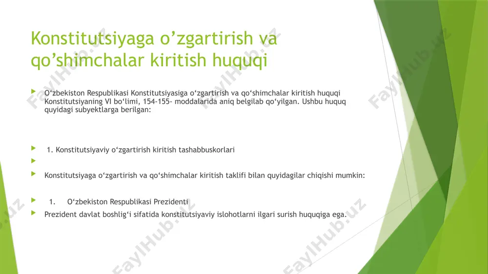o'zbekiston respublikasi konstitutsiyasiga o'zgartirish va qo’shimchalar kiritish tartibi - Page 5