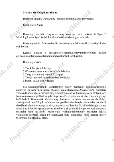 morfologik uslubiyat — DOCX