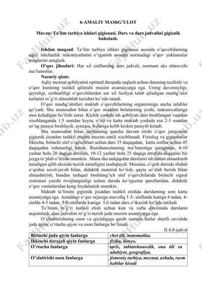 ta’lim tarbiya ishlari gigienasi — DOCX