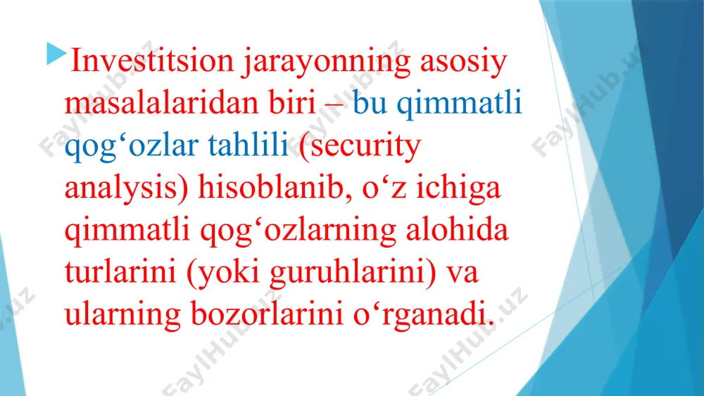 i hisobga oladi; narxlarning harakatlanishi tendensiyaga boʻysunadi; tarix takrorlanadi. texnik tahlil usuli barcha mutaxassislar tomonidan oson qoʻllanilishi mumkin, fundamental tahlil usulini esa har qanday mutahassis tomonidan oson qoʻllashi qiyinroq kechadi. qimmatli qogʻozlar bozorida turli xildagi qimmatli qogʻozlar oldi-sotdi operatsiyalari amalga oshiriladi. operatsiyalar chogʻida qimmatli qogʻozlarning narxlari doimo oʻzgaruvchan tendensiyaga ega boʻladi. narxlarning oʻzgarishi natijasida trendlar hosil boʻladi. trend – bu baholarning, yaʼni fond bozoridagi qimmatli qogʻozlarning oldi-sotdisida belgilanadigan baholarning muayyan yoʻnalishlar boʻyicha oʻzgarishidir. trendlar davom etish muddatiga koʻra: 1. uzoq muddatli (birlamchi) trend, yaʼni bunda qimmatli qogʻozlar narxi uzoq muddat (1 yil hatto undan ortiq) oʻzgarishi kuzatiladi. 2. yonlanma (ikkilamchi) trend – bozorining asosiy tendensiyasi harakatini toʻgʻirlovchi (korrektiruyushiy) trend hisoblanadi. 3. kichik trendlar – narxlarning kunlik oʻzgarishi, tebranishdir. trendlar narxlarning harakati yoʻnalishiga koʻra: 1) oʻsuvchi yoki “buqa” lar trendi. 2) pasayuvchi yoki “ayiqlar” trendi. 3) gorizontal trend yoki flet. yapon shamlari uzoq yillardan buyon yapon treyderlari tomonidan texnik tahlil uchun …