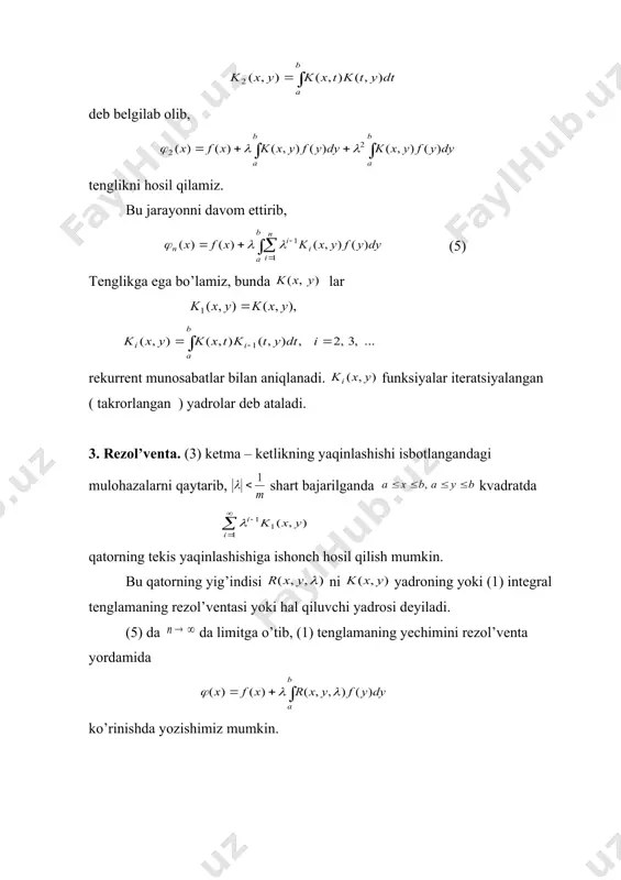 vol’terraning ikkinchi tur integral tenglamasi. terasiyalangan yadro. rezol’venta - Page 4