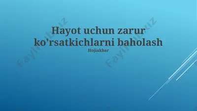 hayot uchun zarur ko'rsatkichlarni baholash — PPTX