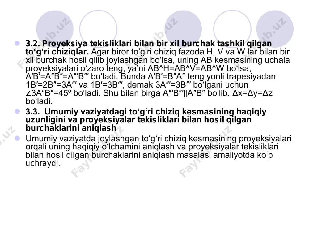to’g’ri chiziqning ortogonal proyeksiyalari - Page 5