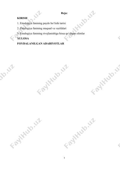 etnalogiya fanining tarixi — DOCX