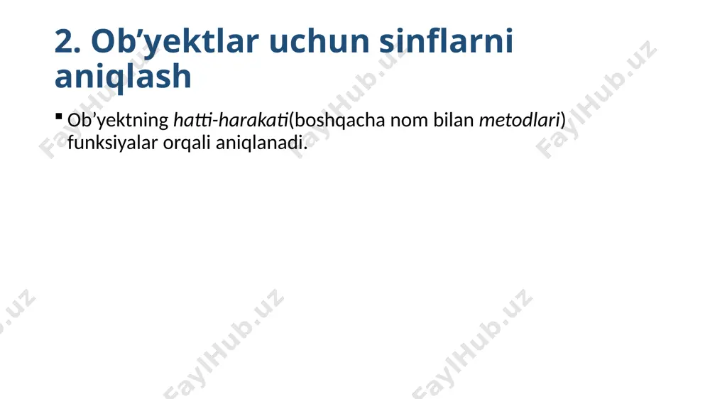 sinf va ob'yektlarning eloqilinishi. konstruktor va destruktor tushunchasi - Page 5