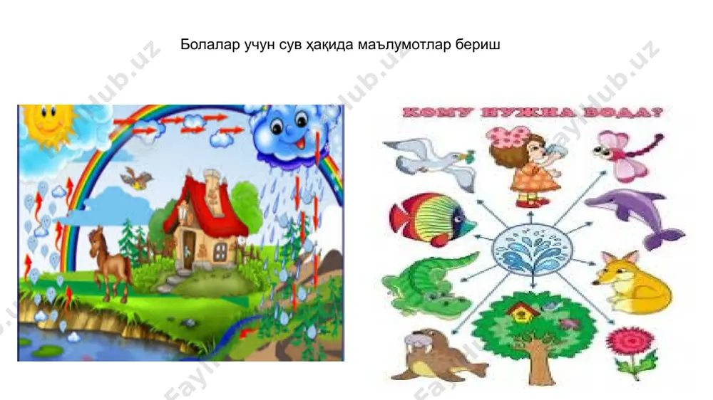 ундузнинг алмашиб туришида ва аллоҳ осмондан ёғдириб, унинг ёрдамида «ўлган» ерни тирилтирган ризқ − ёмғирда ҳамда шамолларнинг йўналтирилишида ақл юргизадиган қавм учун оят-ибратлар бордир» (жосия сураси, 5-оят). сув ҳақида ислом динимиз «(аллоҳ) осмондан сув (ёмғир) ёғдирганида, жилғалар тўпланиб-тошиб, оқиб, бу сел ўз устида кўпикларини ҳам кўтариб келур. (одамлар) зеб-зийнат ёки асбоб-ускуна ясаш учун ўтда эритадиган нарса-маъданлардан ҳам шунга ўхшаш кўпик (чиқинди пайдо) бўлур» (раъд сураси, 17-оят). «(эй муҳаммад алайҳиссалом, у мушрикларга) айтинг: хабар берингиз-чи, агар (баногоҳ ичар) сувларингиз (ер тубига) сингиб кетар бўлса, у ҳолда (аллоҳдан ўзга) ким сизларга оқар сув келтира олур?!» (мулк сураси, 30-оят); «(эй муҳаммад алайҳиссалом), аллоҳ осмондан сув (ёмғир-қор) ёғдириб, уни ердаги булоқлар-чашмалар қилиб оқизиб қўйганини кўрмадингизми? сўнгра у (сув)нинг ёрдамида ранго-ранг экин-тикин чиқарур» (зумар сураси, 21-оят) «яна биз у (ер)да хурмозор ва узумзор боғларни (пайдо) қилдик ва унда булоқларни оқизиб қўйдик» (ёсин сураси, 34-оят) қуръоннинг зумар сураси 21-оятидаги фикрни тасдиқлайди, қуръонда ҳам булоқлар ёмғир сувлари …