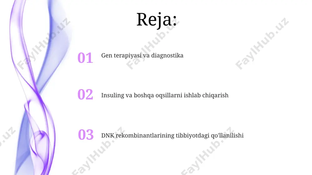 ombinant preparatlarning yon ta'siri, masalan, allergik reaktsiyalar, 5% dan kam hollarda kuzatiladi, bu esa ularning nisbatan yuqori xavfsizlik profilini belgilaydi. dnk rekombinant preparatlarning samaradorligi klinik sinovlarda 90% dan ortiq holatlarda tasdiqlangan bo'lib, bu ularning yuqori terapevtik potensialini ko'rsatadi. tadqiqotlar va kelajak istiqbollari gen terapiyasi sohasida crispr-cas9 kabi yangi texnologiyalar qo'llanilishi natijasida 2025 yilga kelib, 50 dan ortiq gen terapiya preparatlari klinik sinovlardan o'tkazilishi kutilmoqda. antibiotiklarga chidamli bakteriyalar sonining ko'payishi muammosiga qarshi kurashish uchun, fag terapiyasi va bakteriofaglar genomlarini muhandislik qilish orqali yangi davolash usullari ustida 20 dan ortiq tadqiqot guruhlari faol ishlamoqda. axloqiy va huquqiy jihatlari gen terapiyasi bilan bog'liq klinik sinovlarning 30% dan ortig'i genetik kasalliklarga qarshi kurashishga qaratilgan bo'lib, bu esa bemorlarning huquqlarini va ma'lumotlarining maxfiyligini himoya qilishni talab qiladi. inson genomiga aralashuv bilan bog'liq axloqiy muammolarni hal qilish uchun xalqaro miqyosda 10 dan ortiq bioetika qo'mitalari faoliyat yuritadi, ularning qarorlari turli mamlakatlarda qonunchilikka ta'sir ko'rsatadi. o'sish gormoni …