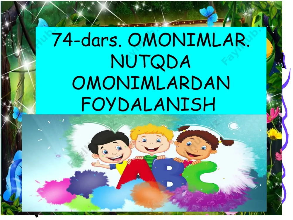 n shamol esdi. otaxon patnisga bir hovuch bargak, bir siqim mayiz, 5–6 ta yong‘oq qo‘ydi. 2. o‘ng qo‘li bilan asta peshanasidagi terni artdi. abdurahim pishgan qirmizi olmalarni savatga terdi. 3.koinot bizga o‘z sirlarini ochmoqda. boshqa sayyoradan kelgan sirli mehmonlarning kosmik kemasi kumushsimon sir bilan qoplangan edi. 4. ahmad o‘zga sayyoralik – yot odamlarga termilib qoldi. ominaxon darslarini tayyorlab bo‘lgach, uyquga yotdi. 13 uyga vazifa 14 1. uyga vazifa. “biz eshitgan ilk musiqa (qo‘shiq) – ona allasi” mavzusida matn yarating. foydalanish uchun so‘zlar: go‘daklikda, tunlari, yoqimli, beshik, ovoz, ona, uyqu, tinglamoq, tinchlanmoq, kuylamoq, xotirjam.. 15 e’tiboringiz uchun rahmat!! image1.png image2.png image3.png image4.png image5.png image6.jpg image7.jpg image8.png image9.png image10.jpeg image11.png image12.png image13.png image14.png image15.png image16.png image17.png image18.png image19.png image20.png image21.png image22.png