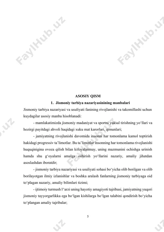 namarev n.i. 1975), ularning to‘planishi, «mashqlanganlik»ning foydasini sezib, ma’nosiga yetish va to‘plangan tajribani avloddan-avlodga uzatish usullarini anglashga imkoniyat yaratilgan «jismoniy mashqlar» ni va «jismoniy tarbiya»ni paydo bo‘lishi uchun shart-sharoit yaratilishiga omillarni yuzaga kelgan davri. ikkinchi davr — jismoniy tarbiya jarayonida ko‘llanila boshlangan birinchi usuliyatlarning yaratilishi — qadimgi yunonistonda quldorlik davlati davri za o‘rta asrni o‘z ichiga oladi (g.d.xarabuga, 1974). jismoniy tarbiyadagi bu usuliyatlar, tajribalar orqali yuzaga kelgan bo‘lib, filosoflar, pedagoglar, vrachlar odam organizmi faoliyati konuniyatlari bilan unchalik tanish emasligi, o‘rganib ulgurmaganliklari orkali jismoniy mashqlar ta’sirining mexanizmini aytarli tushuntira olmas edilar^shunga ko‘ra bu davr jismoniy mashqlar bilan shug‘ullanishning foydasini tashqi ko‘rinishlarga qarab baholangan davr deb qaralgan. bu davrda yunonistonning jismoniy tarbiya usuliyati aytarli darajada keng tarqalgan bo‘lib, u mavjud zositalar va usuliyatlarni kuch, chidamlilik va boshqa harakat sifatlarini rivojlantirish uchun ularni yagona tizimiga birlashtirgan davr deb qaralgan. o‘rta asrning o‘rtalarida jismoniy tarbiya usuliyatlarining xillari ortdi. gimnastika, suzish, o‘yinlar, kamon otish, otda …