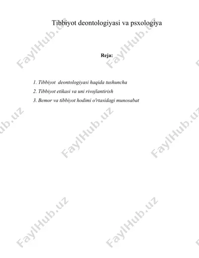 tibbiyot deontologiyasi va psxologiya — DOC