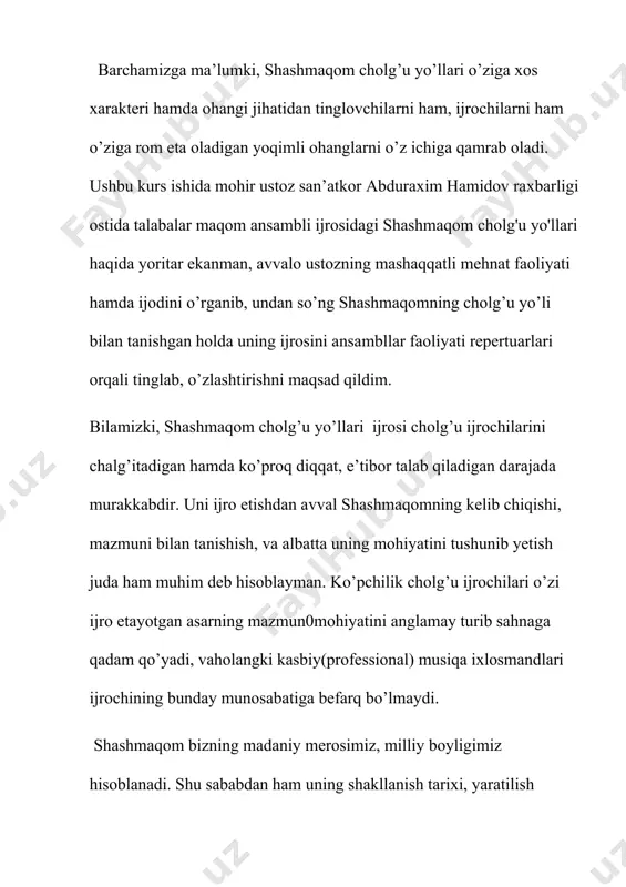 tonda xizmat ko‘rsatgan san’at arbobi faxriddin sodiqov bo’lgan. ustozning ijro uslubi o‘zbek musiqasi ijrochiligida yangi bir sahifa ochdi. dutorning imkoniyatlarini to‘la ochib berishda va mumtoz asarlarni ijro etishda muhim ahamiyat kasb etdi. abdurahim hamidovning bu darajadagi ijro uslublari - mavjud barcha ijrolar va ulardan o‘zgacharoq harakatlarni mujassamlashtirgan. bu avvalambor ijrochi tomonidan juda nozik va mayin cholg‘u chertishdan iboratdir. ya’ni, ijrochining o‘ng qo‘li harakatida dutor qopqog‘iga tegmasdan torlarini sadolantirishi lozim. o‘ng qo‘lning mayinligi juda muhim. demak, ortiqcha zarblardan qochish lozim. go‘yoki dutorda so‘z talaffuzi kabi mahoratda tarannum etishdir. chap qo‘ldagi harakatlarda eng muhim hisoblangan bir usul mavjud. bu - “miyang‘” deyiladi, ya’ni, tanburda erishiladigan kashishni dutordagi ifodasi demakdir. dutorda ham kashish 0,5 va 1 tongacha yetib boradi. buni cholg‘uda ifodalash, ko‘rsata bilish o‘z navbatida cholg‘uchidan yuksak mahorat va yuqori malaka talab qiladi. bu usul asarning jozibasi va mukammalligini ta’minlaydi[footnoteref:2]. [2: rajabov i., karomatov f. shashmaqom. i tom. buzruk. – t.: badiiy …