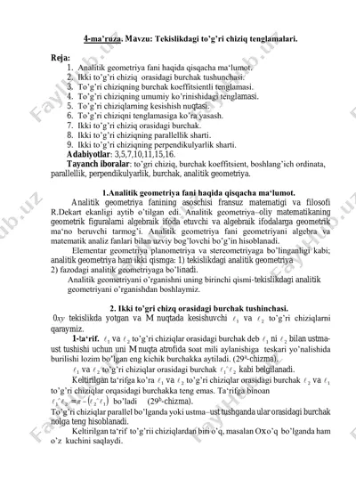analitik geometriya fanidan ma'ruzalar — PDF
