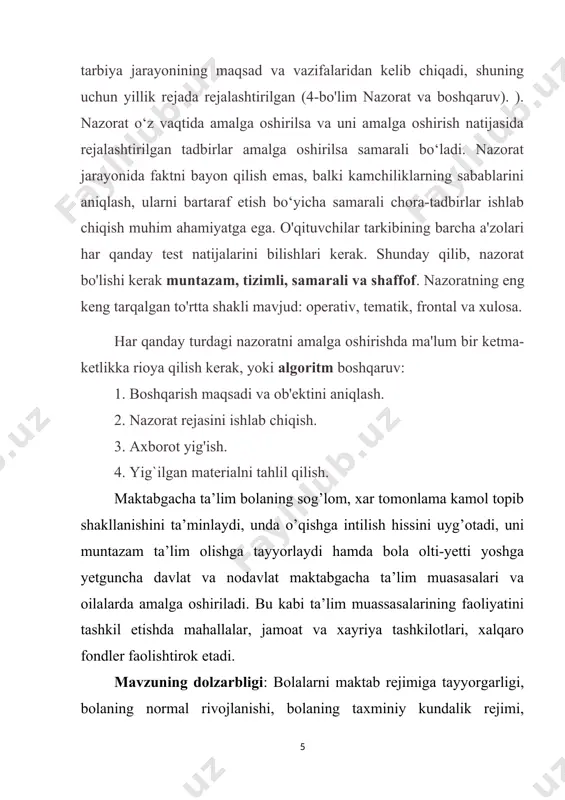 eaktsiyalar, nizolar.bu tashqi xususiyatlarning barchasi bola inqirozdan chiqib, yangi yoshga kirganida yo'qola boshlaydi. o`quv faoliyati, eng avvalo, bilish faoliyati bo`lib, aqliy operatsiyalarni o`zlashtirish yo`li bilan tegishli aqliy rivojlanish shartida, barcha psixik funksiyalarni zaruriy rivojlantirish, o`rganishga ijobiy turtki bo`lgan holda muvaffaqiyatli rivojlanadi. o'quv faoliyati murakkab tuzilishga ega bo'lib, uzoq shakllanish yo'lini bosib o'tadi. uning rivojlanishi maktab hayotining barcha yillari davomida davom etadi, lekin poydevor maktabda o'qishning birinchi yillarida qo'yiladi. tarbiyachining ko'rsatmalariga to'g'ridan-to'g'ri rioya qilishdan 2-sinfning oxiri, 3-sinfning boshigacha bola o'zini o'zi boshqarishga o'tadi. o'z-o'zini tartibga solish - o'z maqsadlari va vazifalarini belgilash va modellashtirishni o'zlashtirish qobiliyati. boshqacha qilib aytganda, "sinov va xato" usulidan umumiy qonuniyatlarni ajratib ko'rsatish va muammolarni hal qilish usulini boshqa muammolarga o'tkazish qobiliyatiga o'tish. shunday qilib, bolaning aniq-amaliy vazifalarni o'quv-amaliy vazifalarga aylantirish qobiliyati haqida gapirish mumkin. bu daqiqalar, shuningdek, bolaning o'quv faoliyatining o'ziga xosligi uning aqliy funktsiyalari, shaxsiyat shakllanishi va ixtiyoriy xatti-harakatlarining rivojlanishiga ta'sir qiladi.yosh o'quvchining aqliy funktsiyalari …