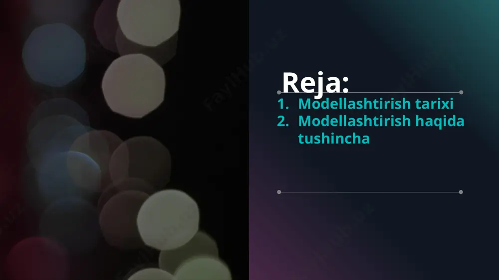 r xil iqtisodiy jarayonlarini ifodalovchi hamda ilmiy avtomatlashtirish masalalari yechiladi va bu korxonalarni boshqarishni osonlashtiriladi. ehm yordamida modellashtirish, modellarning yechish usullarini hamda programmalashtirish tillarini bilgan holda, boshqarish sistemalari tuziladi. bu «avtomatlashtirilgan boshqarish sistemalari (abs) tuzishga olib keladi. 5 o’taganov asliddin 5 hozirgi zamonda ko'p korxonalarda boshqarish sistemalari tuzilgan. masaian sanoat korxonalari. bu sistemaga quyidagilar kiradi: 1-sistema abs maosh. 3-sistema abs material va texnika bilan ta’minlash. 2-sistema abs xodimlar. 4-sistema abs ish o'rni. 6 o’taganov asliddin 6 ta’rif: model o'rganilayotgan obyekt, jarayon yoki hodisaning muhim xususiyatlarini, xossalarini matematik tavsiflashdir. model obyektning faqat izlanadigan xossalarini aks ettiradi, shuning uchun model obyektning hamma xossalarini aks ettirishi zarur emas. model real obyektni almashtirishi mumkin. ma’lum strukturaga ega, tajriba va tadqiqot uchun qulay va arzon bo'lgan boshqa bir obyektdir. 7 o’taganov asliddin 7 model originalning taxminiy ko'rinishi deb qabul qilinadi. amaliyotda quyidagi modellardan foydalaniladi. fizikaviy modellar. geometrik modellar. matematik modellar. iqtisodiy — matematik modellar. 8 …