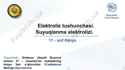 elektroliz va suyuqlanma elektrolizi — PPT