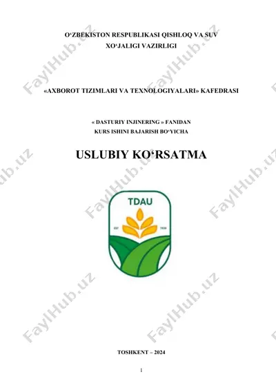 kurs ishini bajarish bo‘yicha uslubiy ko‘rsatma — DOCX