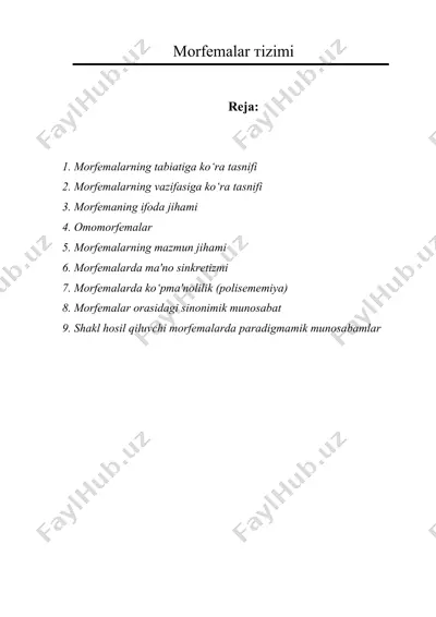 morfemalar тizimi — DOC