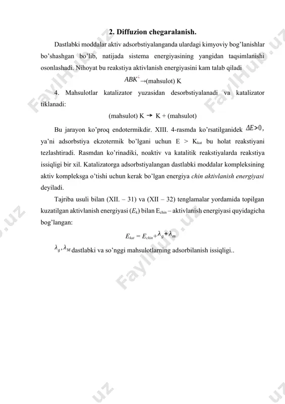 katalizatorni aktivligi va selektivligi. diffuzion chegaralanish - Page 4