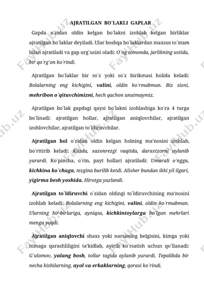 ajratilgan bo'lakli gaplar — DOCX