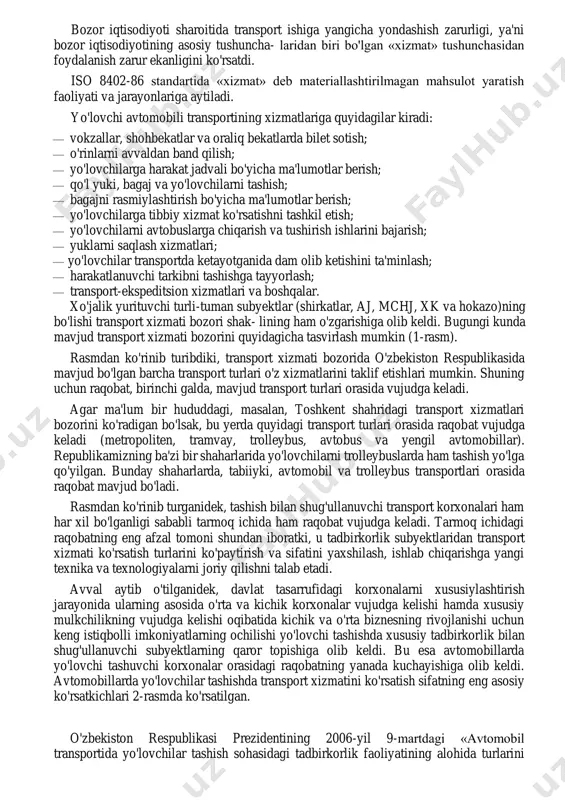 dbirkorlik); — shirkat tadbirkorligi; — aralash tadbirkorlik. o'zbekiston respublikasining «korxonalar to'g'risida»gi qonuniga muvofiq tadbirkorlik bilan shug'ullanish uchun korxonalar tashkil etilishi kerak va ular quyidagilarga bo'linadi: — to'liq shirkat; — kommandit shirkat; — aksiyadorlik kommanditi; — mas'uliyati cheklangan jamiyat; — qo'shimcha mas'uliyatli jamiyat; — aksiyadorlijamiyati. ishtirokchilari shirkat nomidan o'zaro tuzilgan shartnomaga muvofiq tadbirkorlik faoliyati bilan shug'ullanadigan va uning majburiyatlari bo'yicha o'zlariga tegishli barcha mulk bilan javobgar shirkat to'liq shirkat deb ataladi. shirkat nomidan tadbirkorlik faoliyati bilan shug'ullanadigan va uning majburiyatlari bo'yicha o'zlariga tegishli barcha mulk bilan javobgar bo'lgan ishtirokchilar (to'liq sheriklar)dan tashqari shirkat faoliyati bilan bog'liq zararni qoplash uchun qo'shilgan summa yoki badallar chegarasida tavakkal qiladigan va shirkat amalga oshiradigan tadbirkorlik faoliyatida ishtirok etmaydigan bir yoki bir necha ishtirokchilari (omonatchilar, kommanditlar) bor shirkat kommandit shirkat deb hisoblanadi. shirkat nomidan tadbirkorlik faoliyatini amalga oshiradigan va shirkat majburiyatlari bo'yicha butun mulki bilan javobgar hisoblangan bir yoki bir nechta ishtirokchi (to'liq sherik)dan tashqari shirkatning …