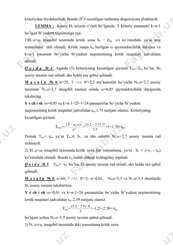 nоrmаl taqsimot o’rta qiymati uchun stаtistik tахminlаrni tеkshirish - Page 5
