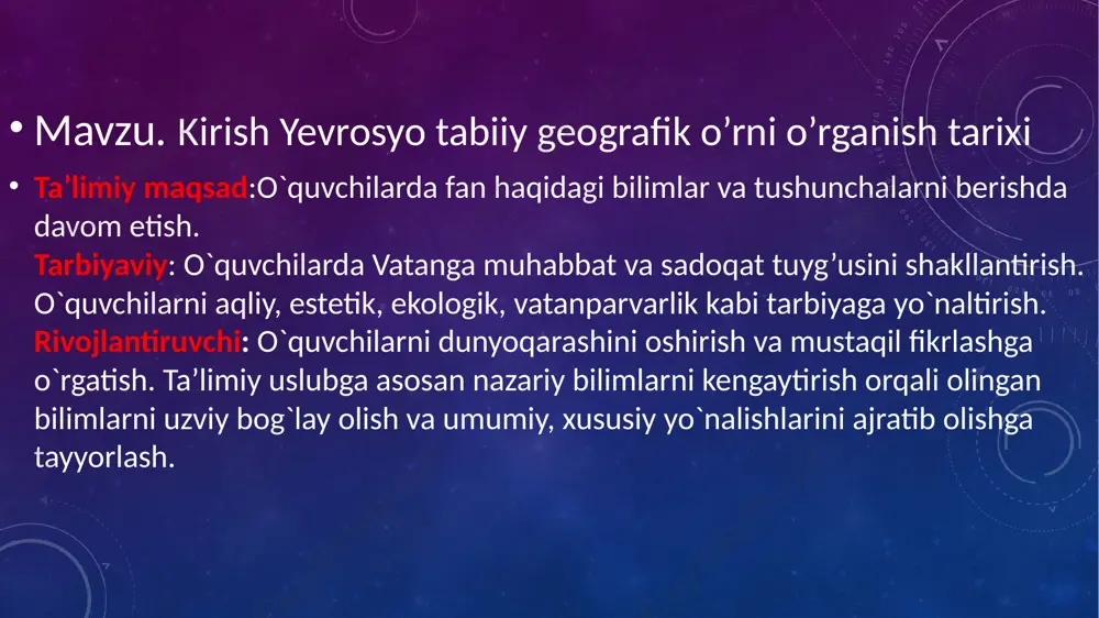 ash 3 daqiqa uyga beriladigan topshiriqlar 5daqiqa viii.darsning borishi (reja): 1.tashkiliy qism: a)salomlashish, b)tozalikni aniqlash, d)davomatni aniqlash c) darsga tayyorgarlik ko`rish va dars rejasi 2. uyga vazifani so`rab baholash: a) og`zaki so`rov b) daftarni tekshirish v) tarqatma materiallar orqali g) misollar yechish e) amaliy ix.yangi mavzu bayoni image2.png image3.png image4.png image5.png image6.png image7.png image8.png /docprops/thumbnail.jpeg