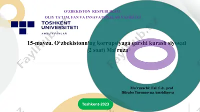 o‘zbekistonning korrupsiyaga qarshi kurashsiyosati — PPTX