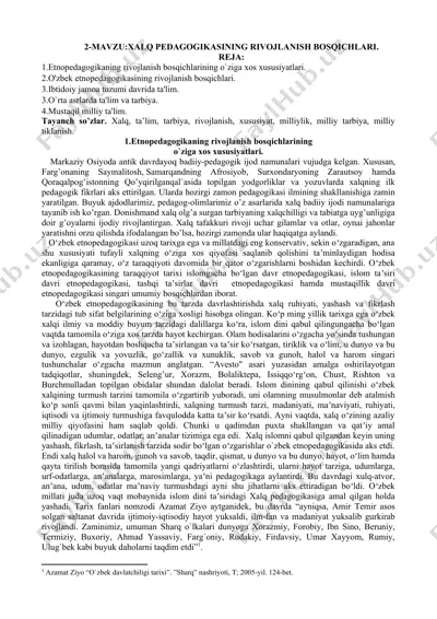 xalq pedagogikasining rivojlanish bosqichlari — DOCX
