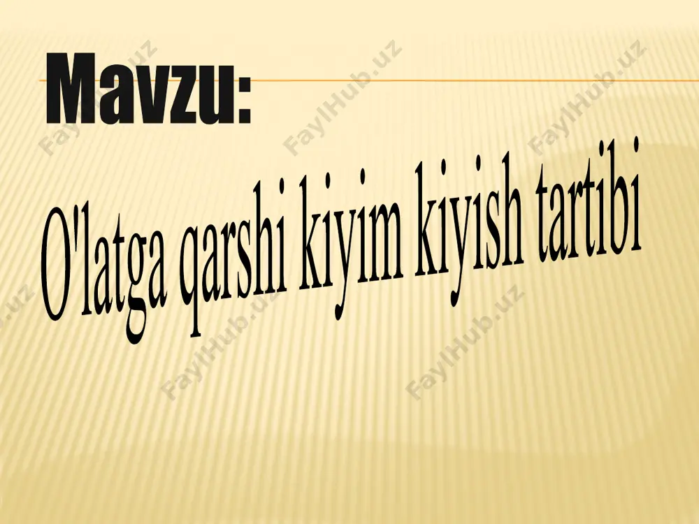 ming birlikda streptomitsin eritmasini mushak orasiga yuboradi. aptechkadagi 70% li spirt eritmasi yoki kaliy permanganat eritmasi bilan og'zini chayadi, ko'ziga albutsid eritmasini tomizadi. pastki ich kiyimiga pijama (kombinezon) keyin esa noski kiyiladi. etiklar kiyiladi. katta ro'mol yoki kapyushon kiyiladi. ro'mol oynaga qarab, dehqonlardek tipda kiyiladi, ro'mol peshonaga qalin yopishib turishi, sochlar esa ro'mol tagida qolishi kerak. ro'molning uzun oldingi oxirlari iyak ostida kesishma hosil qilinib uzatiladi. ro'molning peshonaga va yuzga qalin yopishishi uchun uning oldingi qirralari ichkariga qayriladi. ro'mol oxirlari chap tomondan tugun hosil qilib, takror – halka qilib bogo'lanadi. katta ro'mol kiyingan, umumiy ko'rinish. himoya kiyimini kiyishda yordamga ehtiyoj tug'iladi. ro'moldan so'ng chumaga qarshi xalat kiyiladi. chumaga qarshi xalatning bir tasmasi xalat yoqasi oldida xalqaga o'raladi. xalat yoqasi ro'mol boglamlarini yopishi va unga zich yondoshib turishi kerak. xalat etaklari pijamaning ochiq uchastkalari bo'lmasligi uchun biri ikkinchisiga kirishi kerak. xalat yoqasi tasmasi chap tomondan tugun qilib bog'lanadi. belboqning ikki bog'ichi …