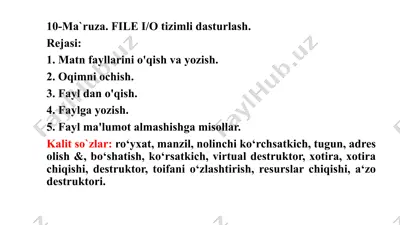 file i/o tizimli dasturlash — PPTX